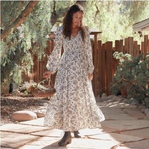 NWT Christy Dawn Aimee Floral Smocked Maxi Dress Navy Vine